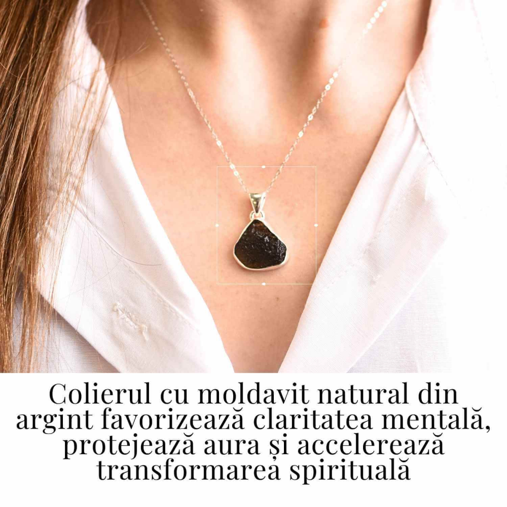 Colier din argint 925 cu moldavit natural – Protectie energetica si transformare interioara [2]