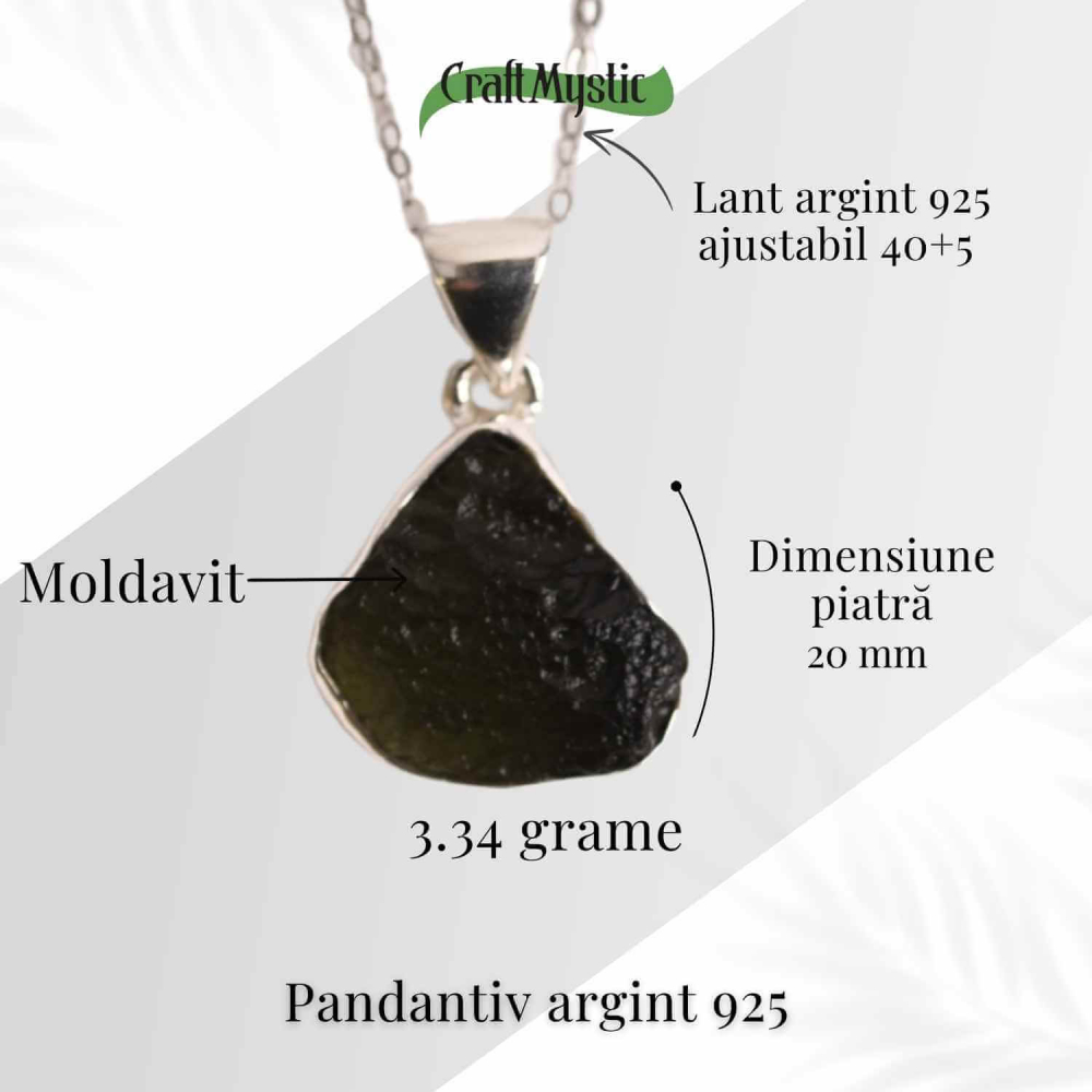 Colier din argint 925 cu moldavit natural – Protectie energetica si transformare interioara [3]