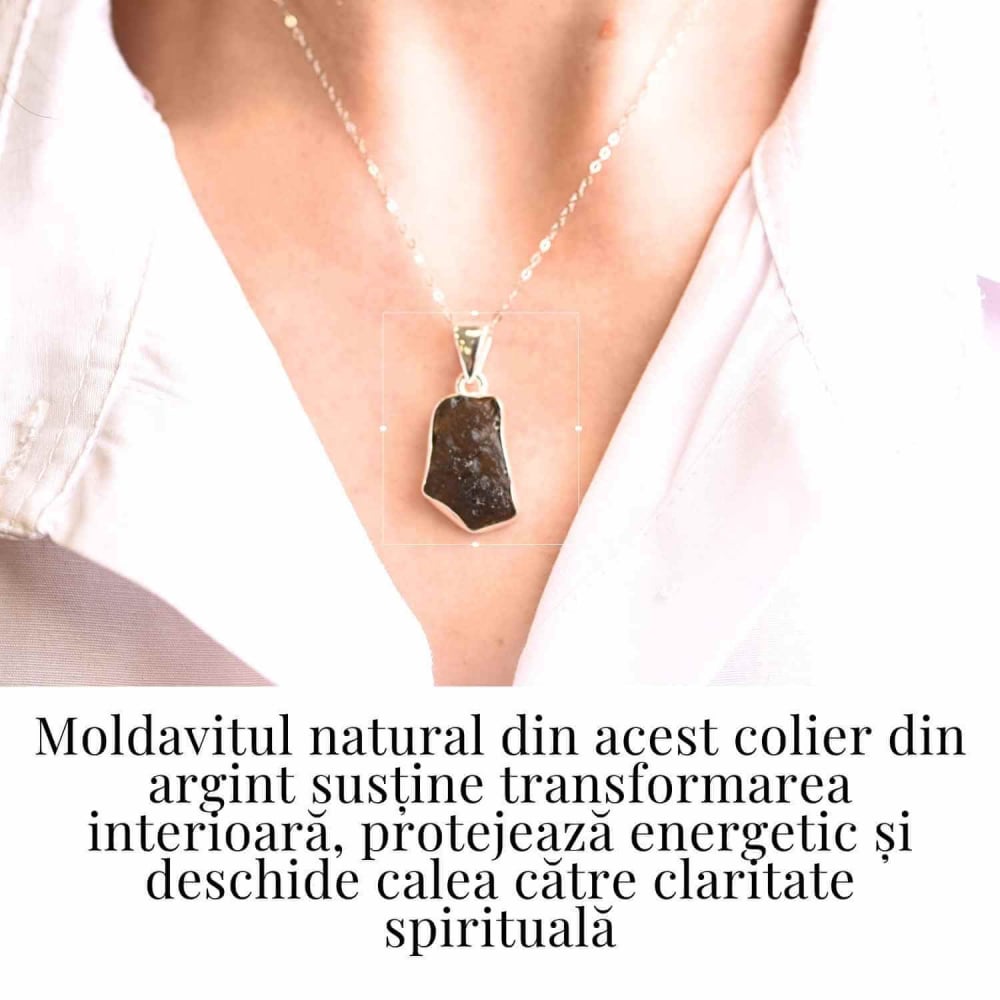 Colier din argint 925 cu moldavit natural – Trezire spirituala si protectie interioara [2]