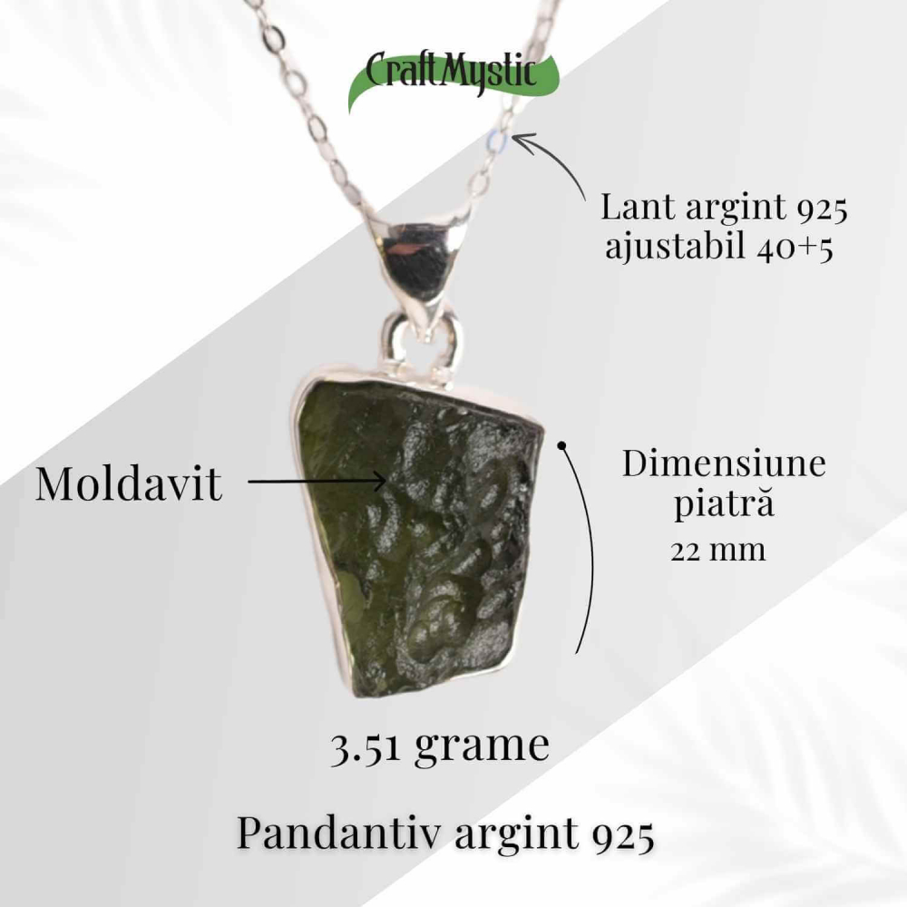Colier din argint 925 cu moldavit natural – Putere interioara si protectie energetica [3]