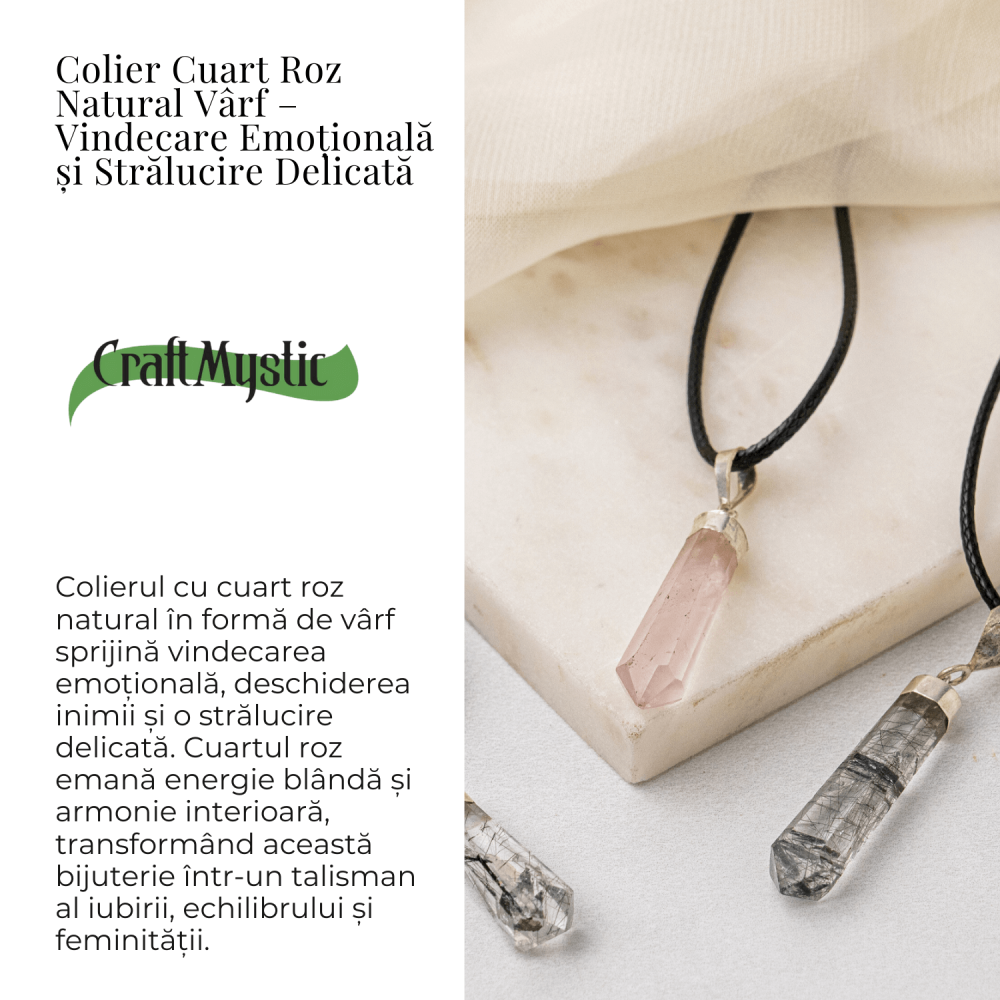 Colier Cuart Roz in Forma de Varf – Energie a Iubirii si Vindecare Delicata [3]
