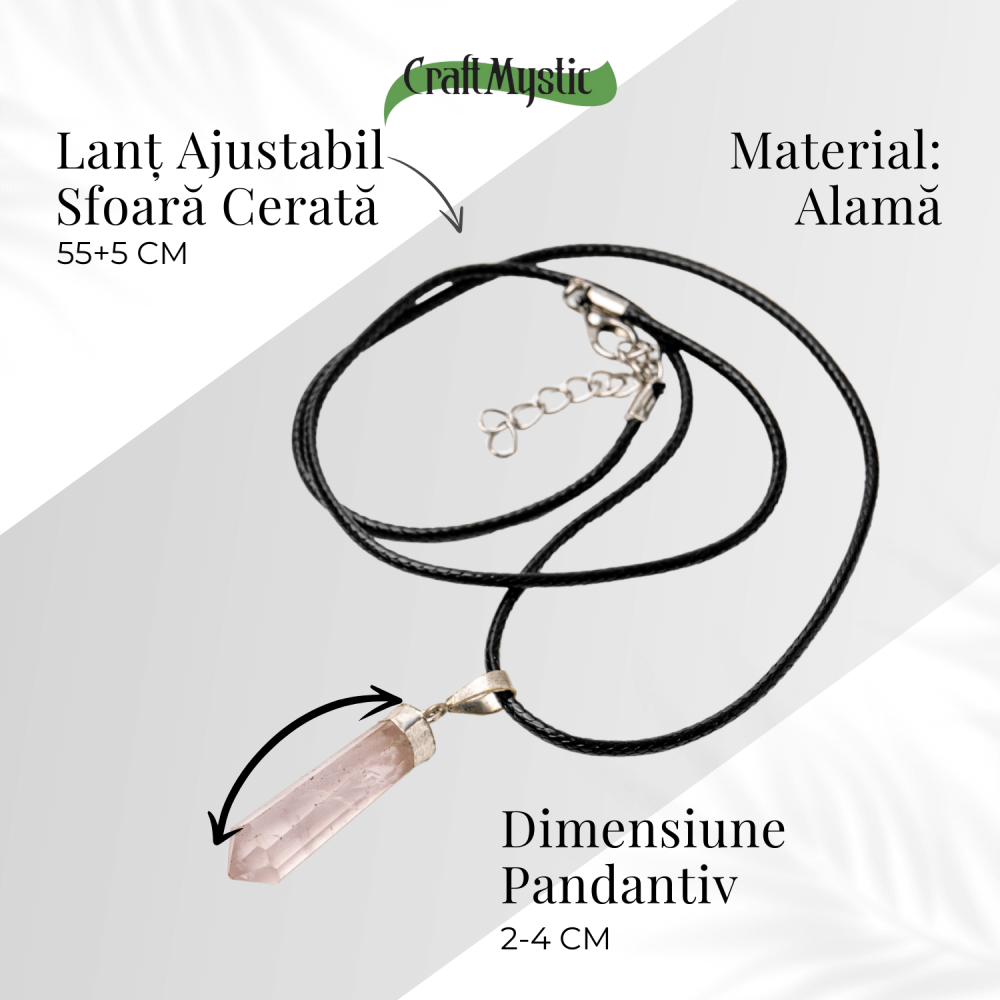 Colier Cuart Roz in Forma de Varf – Energie a Iubirii si Vindecare Delicata [5]