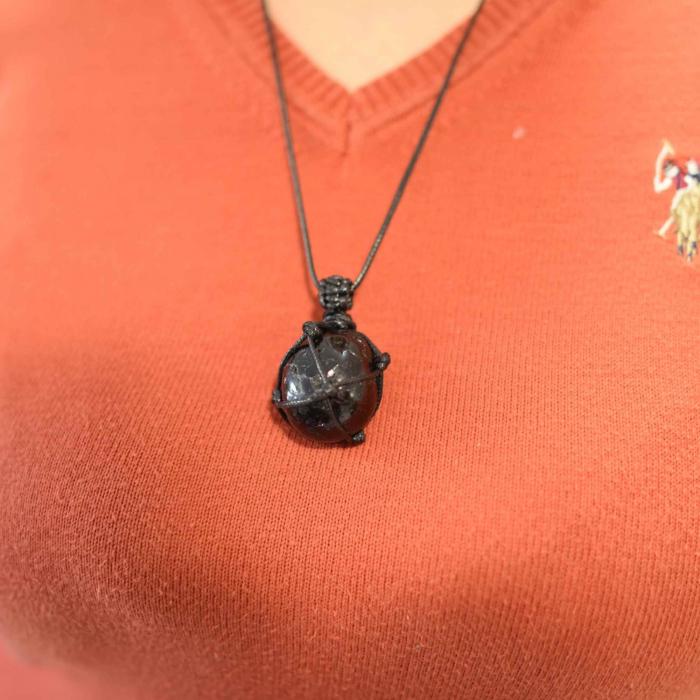 Colier cu sfoara cu Pandantiv impletit din Turmalina Neagra Rulata Naturala Bijuterie pentru protectie [6]