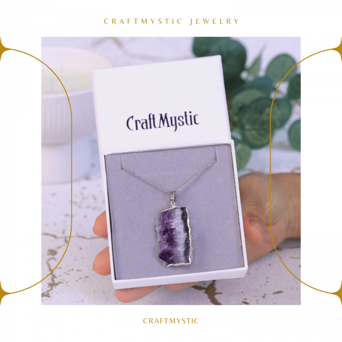 Colier argintiu cu ametist druzy - Claritate si Vindecare [6]