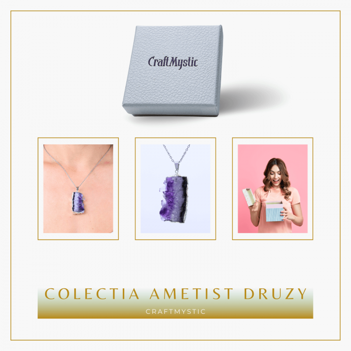 Colier argintiu cu ametist druzy - Claritate si Vindecare [7]