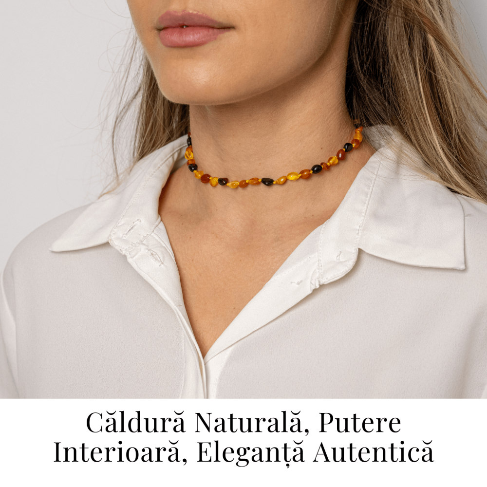 Colier Natural din Chihlimbar Multicolor – Galben si Maro Rosiatic pentru Protectie, Energie si Echilibru [3]