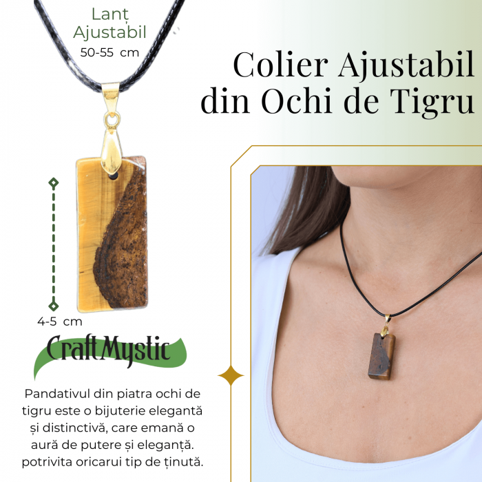 Colier cu Ochi de Tigru forma neregulata pentru Protectie si Energie Pozitiva [4]