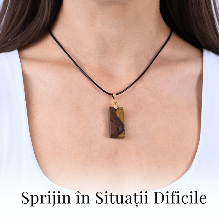 Colier cu Ochi de Tigru forma neregulata pentru Protectie si Energie Pozitiva [2]