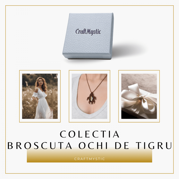 Colier Ajustabil Handmade cu Cristal de Ochi de Tigru in Broscuta Impletita – Lungime Maxima 45 cm [7]