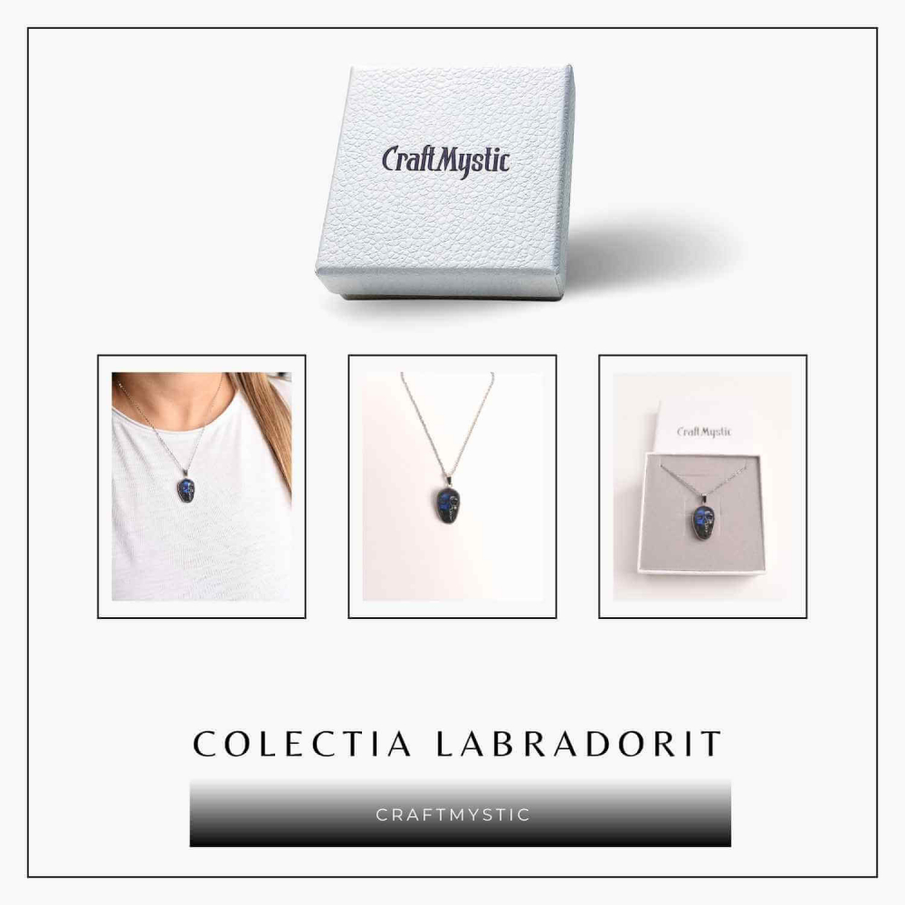 Colier ajustabil craniu labradorit natural, protectie si putere interioara [8]