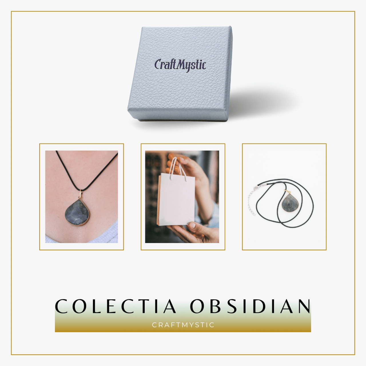 Colier Auriu Ajustabil cu Pandantiv Labradorit Lacrima pentru Protectie [8]