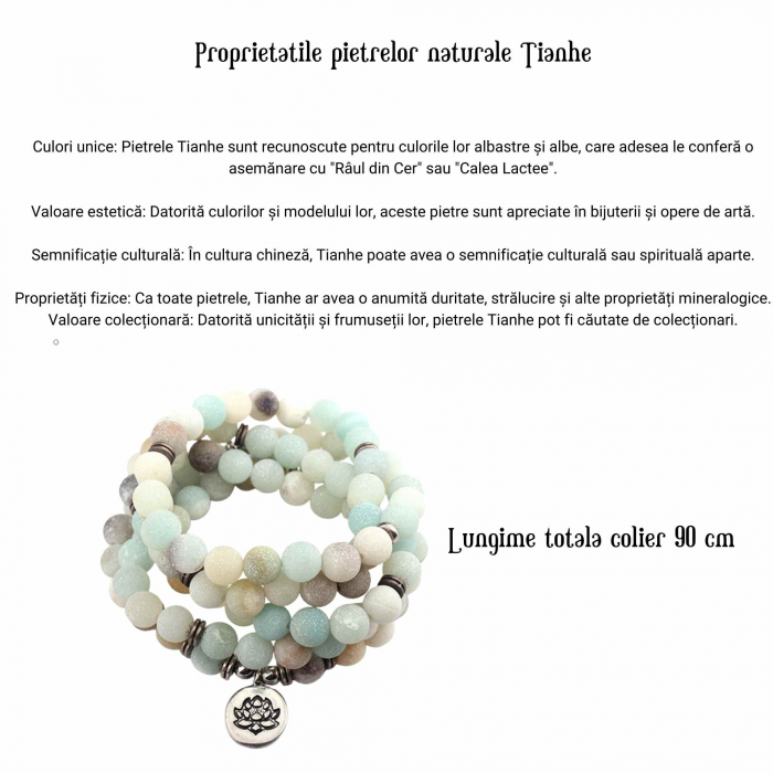 Colier - Bratara Mala cu 108 Margele 8mm din Pietre Naturale Tianhe Claritate Mentala, Protectie energii negative [2]
