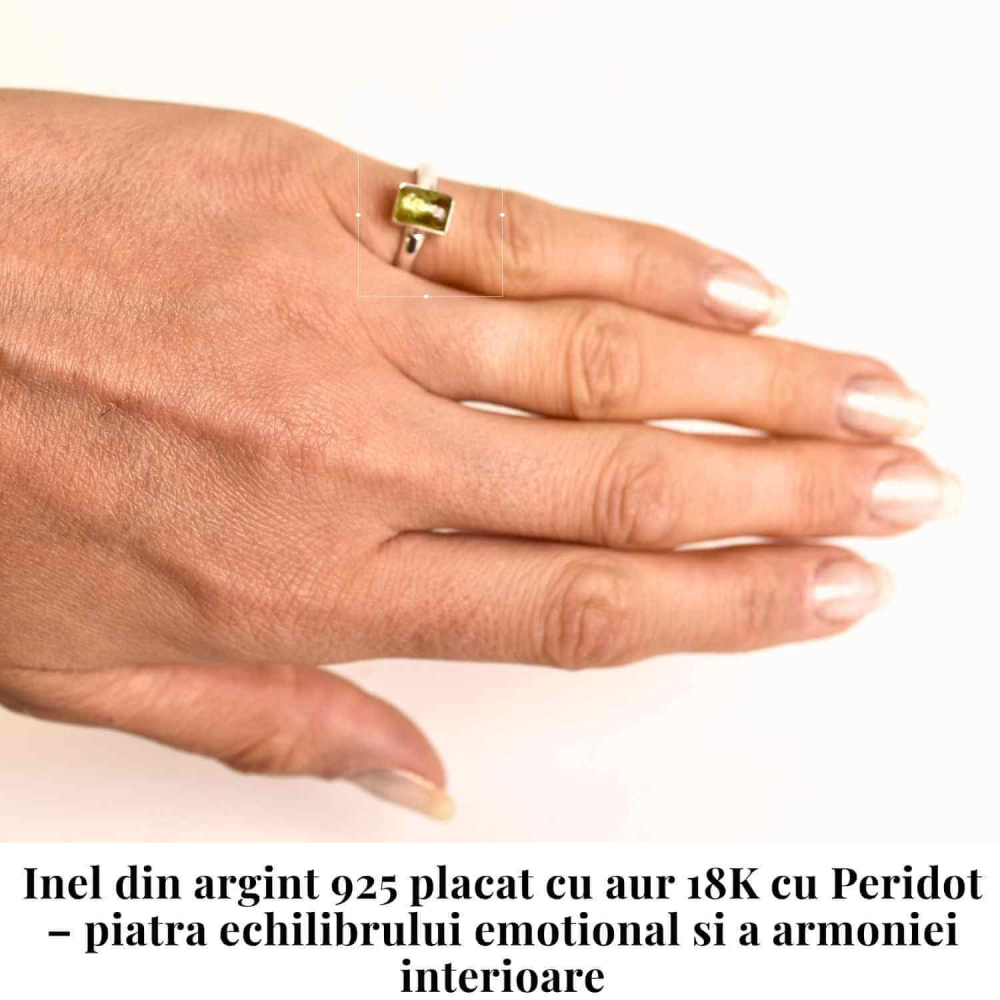 Inel argint 925 cu Peridot natural dreptunghiular/patrat – Energie si Prosperitate [2]