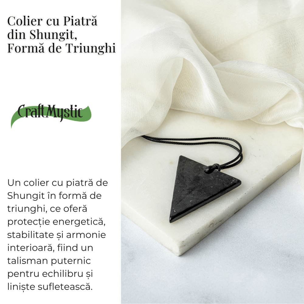 Colier cu Pandantiv Triunghiular din Shungit Natural – Protectie Energetica si Echilibru Interior [3]