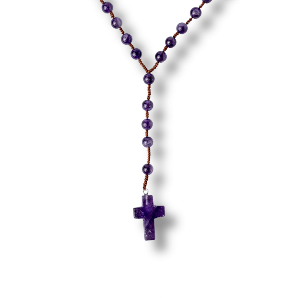 Colier cu Margele din Ametist Natural si Pandantiv Cruce – Liniste Interioara si Protectie Spirituala [9]