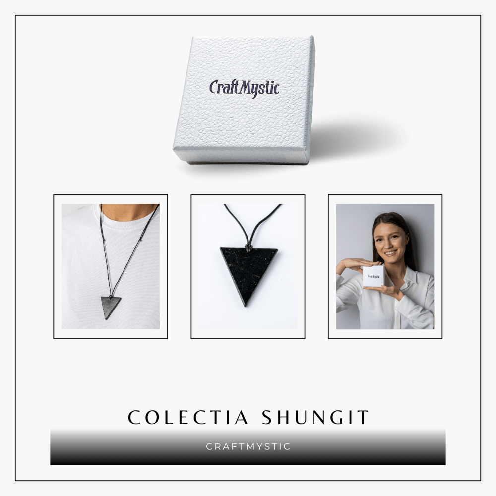 Colier cu Pandantiv Triunghiular din Shungit Natural – Protectie Energetica si Echilibru Interior [8]