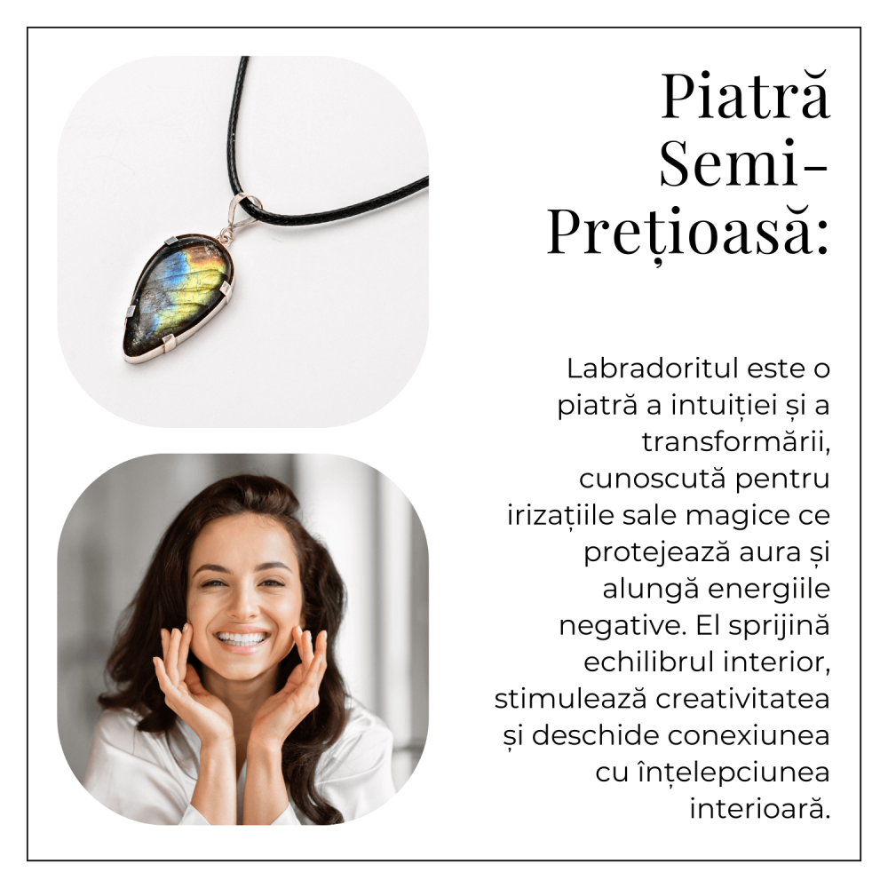 Colier cu Labradorit Natural în Forma de Picatura – Protectie, Intuitie si Stralucire Irizata [6]