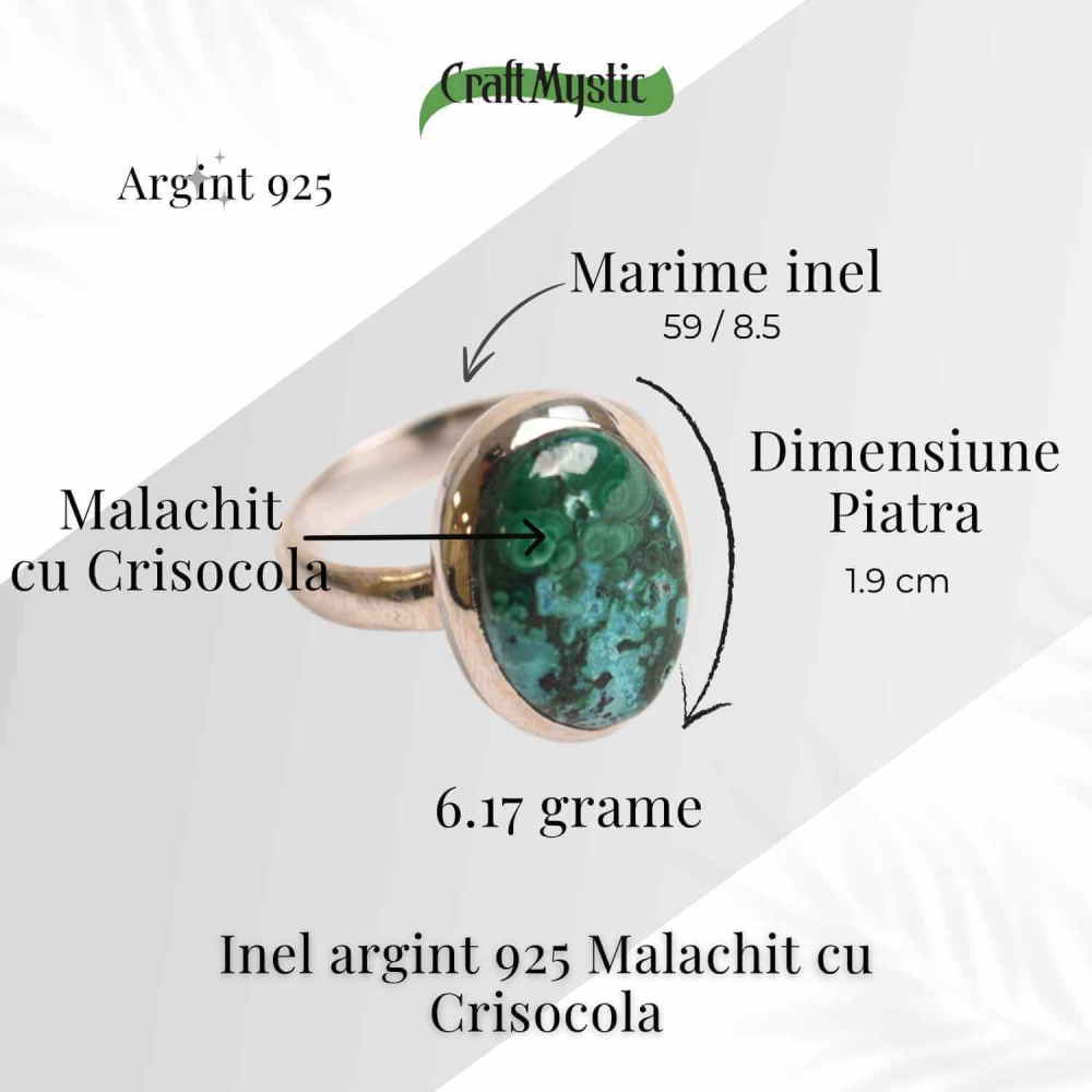 Inel Malachit si Crisocola montura Argint 925 - Protectie si echilibru emotional [4]