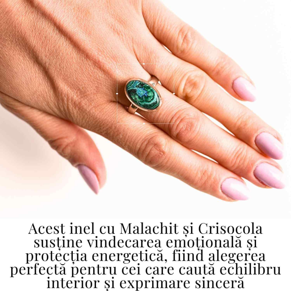 Inel Malachit si Crisocola montura Argint 925 - Protectie si echilibru emotional [2]