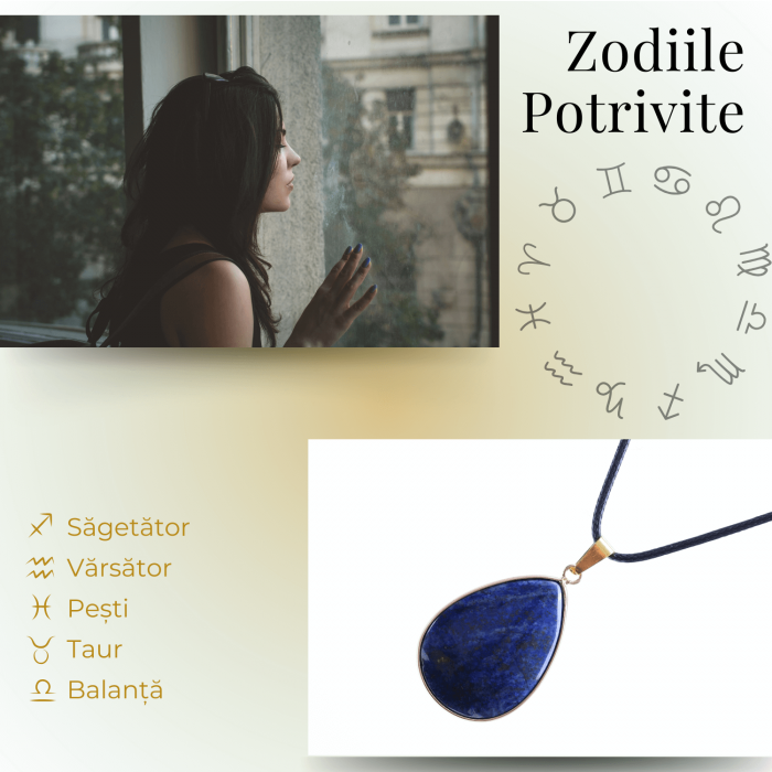 Colier ajustabil cu pandantiv strop de ploaie auriu Lapis Lazuli - Claritate si Intelepciune [5]