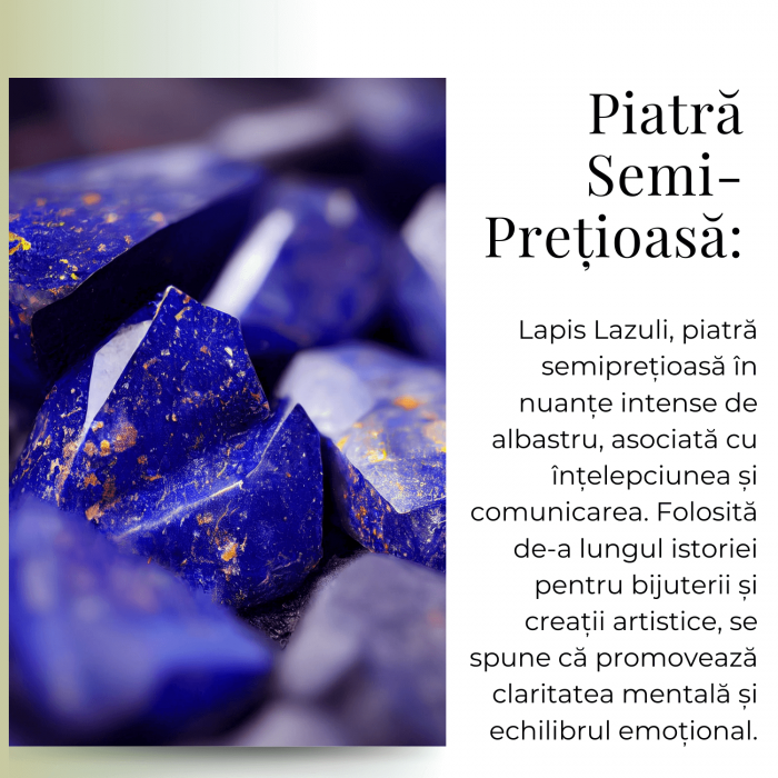 Colier ajustabil cu pandantiv strop de ploaie auriu Lapis Lazuli - Claritate si Intelepciune [8]