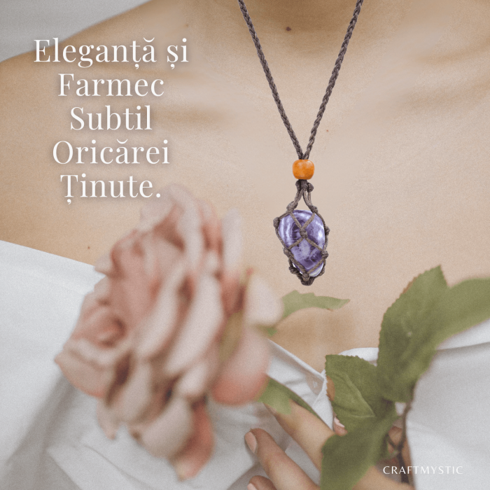 Colier Reglabil Maro Model Macrame din bumbac - Pentru Piatra ta Favorita [9]