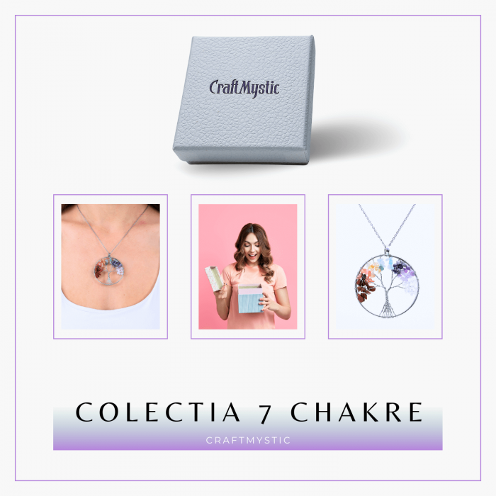 Colier rotund ajustabil cu arborele vietii si pietre pentru chakre [7]