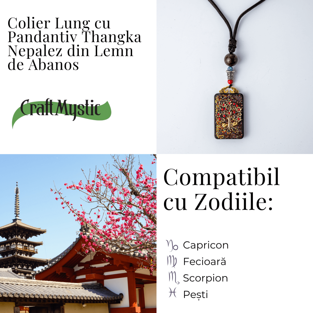 Colier Thangka Nepalez din Lemn de Abanos cu Arborele Vietii – Protectie, Armonie si Renastere Spirituala [5]