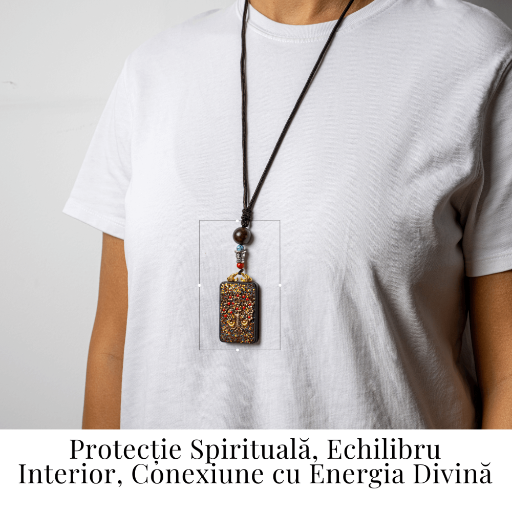 Colier Thangka Nepalez din Lemn de Abanos cu Arborele Vietii – Protectie, Armonie si Renastere Spirituala [2]