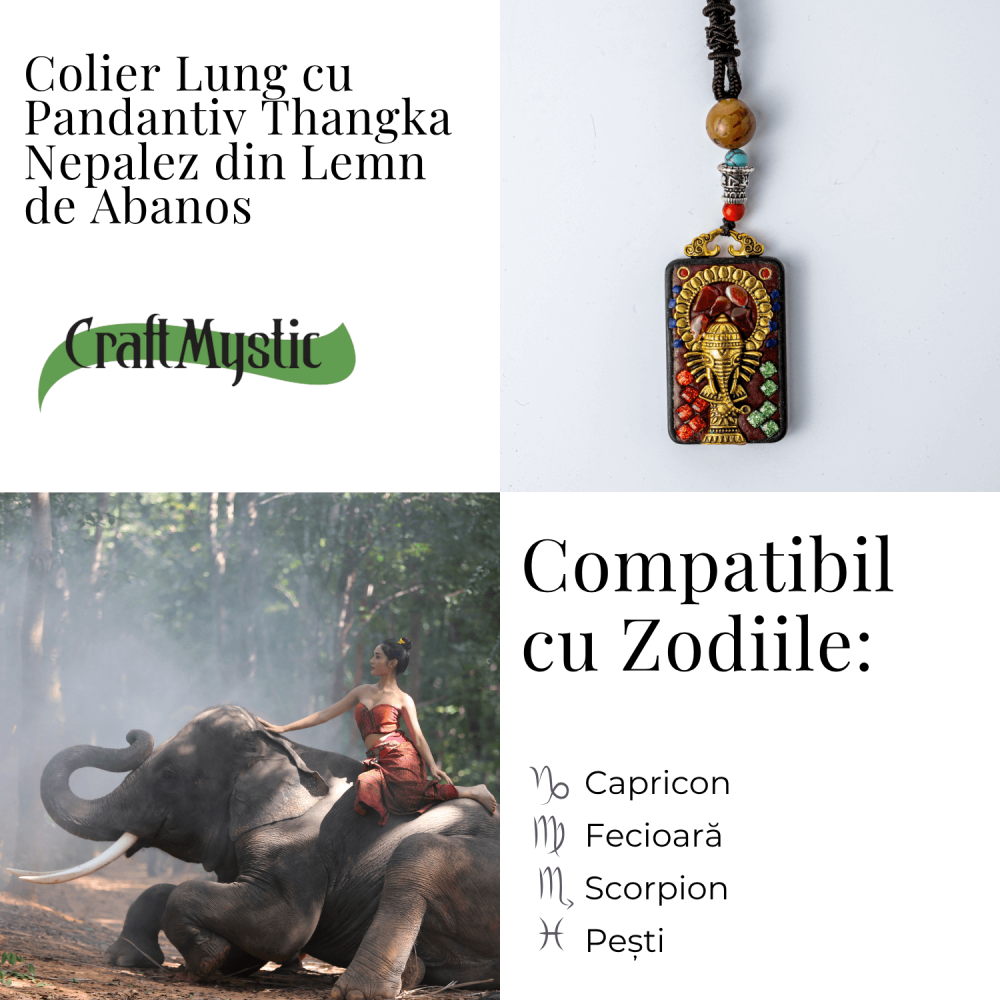 Colier Thangka Nepalez din Lemn de Abanos cu Vasul Abundentei – Protectie Spirituala si Echilibru Interior [4]