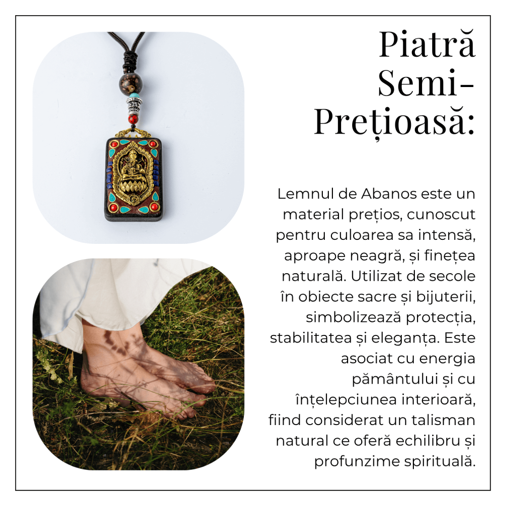 Colier Thangka Nepalez din Lemn de Abanos cu Simbol Ganesha – Protectie Spirituala si Abundenta Interioara [6]