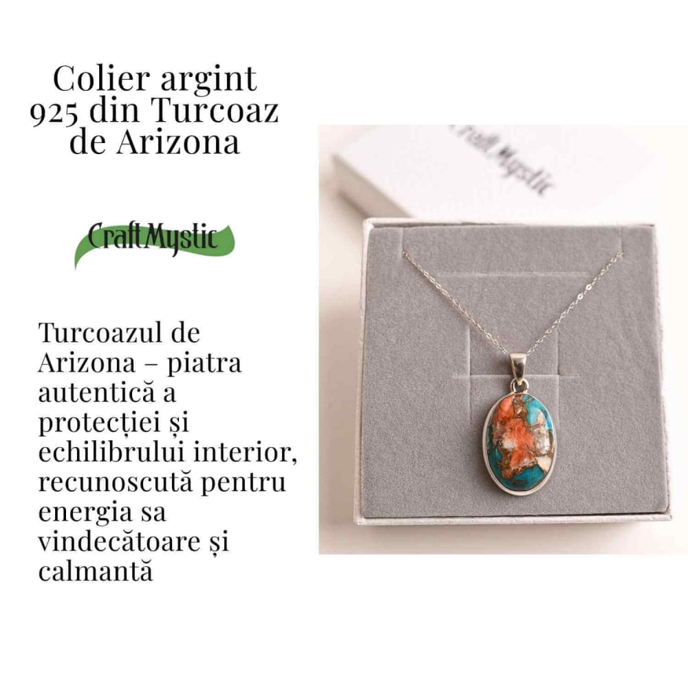 Colier cu turcoaz Arizona si scoica Spiny, montura Argint 925, 8.16 gr – Protejeaza si Echilibreaza [3]