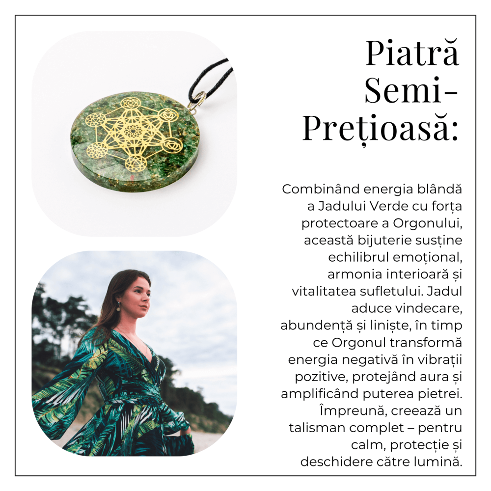 Pandantiv Orgon Verde cu Simbol Metatron – Protectie Energetica, Echilibru si Conexiune Sacra [6]