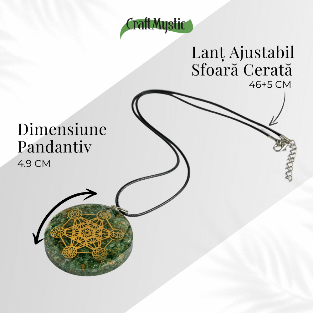 Pandantiv Orgon Verde cu Simbol Metatron – Protectie Energetica, Echilibru si Conexiune Sacra [4]