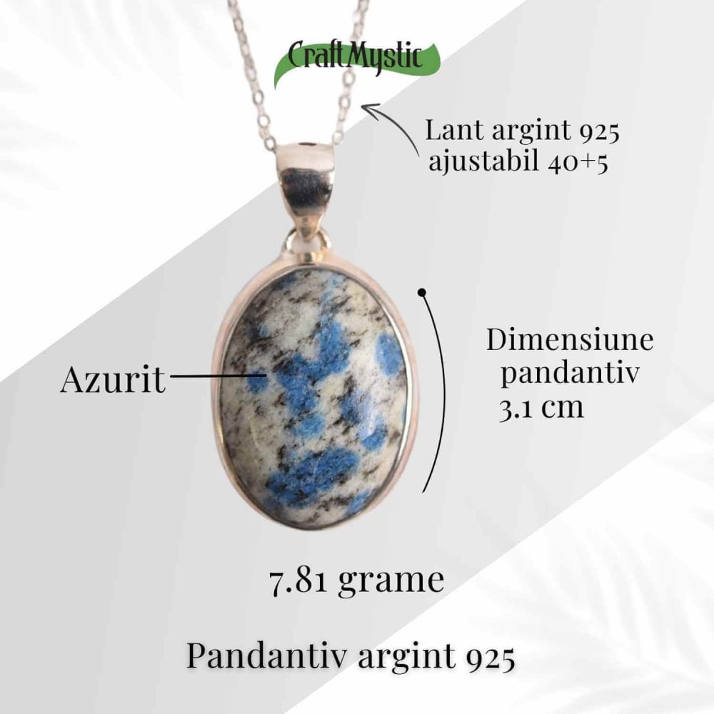 Colier cu piatra de Azurit natural si Argint 925, 9.90 gr – Claritate Mentala si Intuitie Amplificata [5]