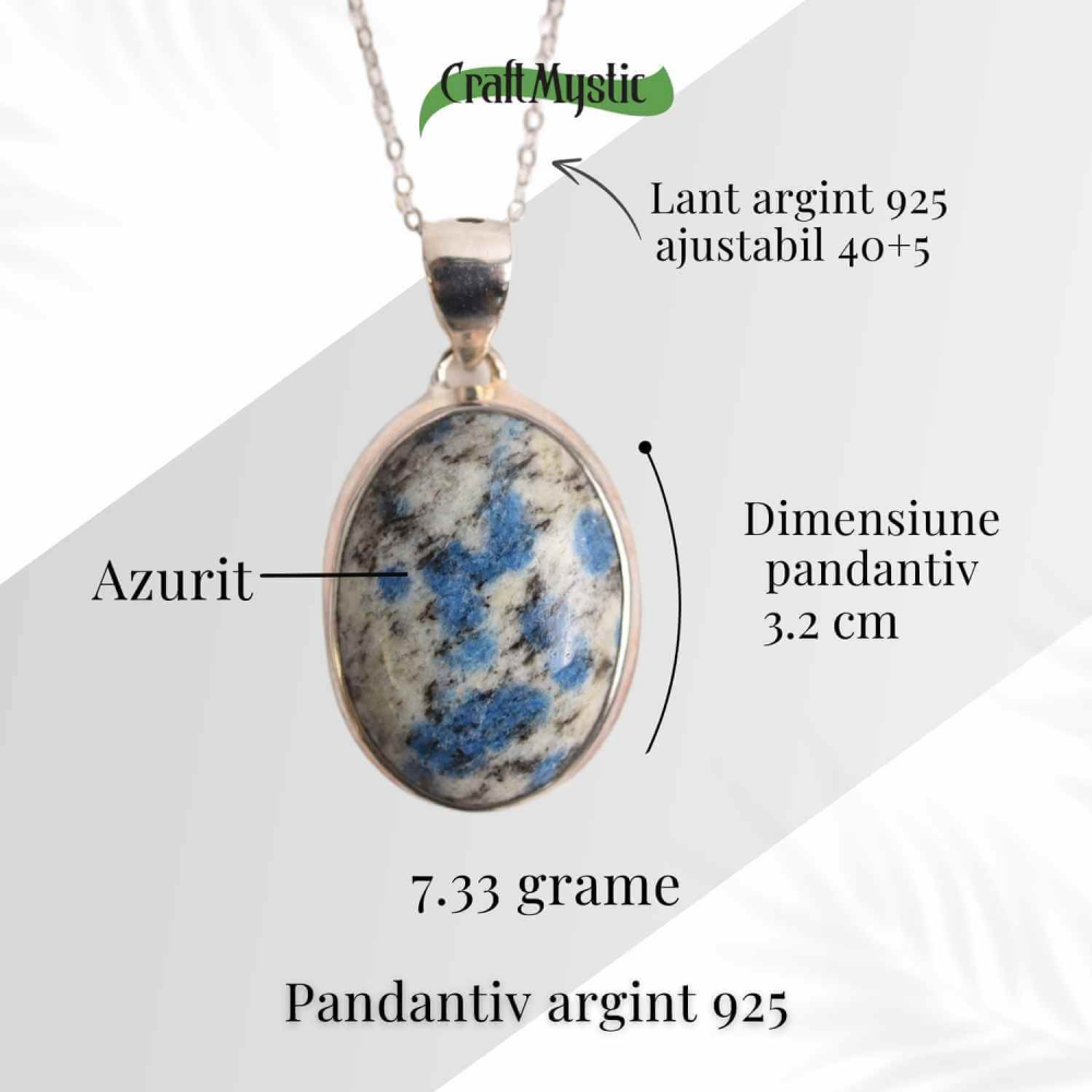 Colier cu piatra de Azurit natural si Argint 925, 9.90 gr – Claritate Mentala si Intuitie Amplificata [5]