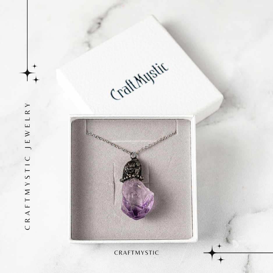 Colier vintage varf Ametist Brut – Claritate Mentala si Protectie [5]