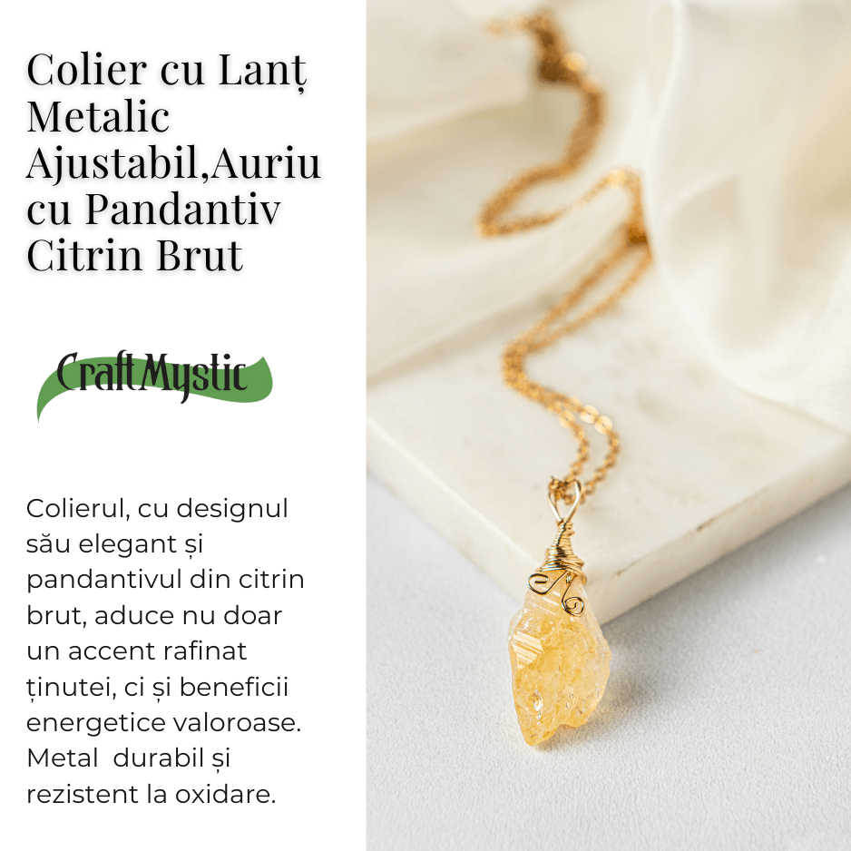 Colier auriu cu Citrin Brut – Prosperitate si Energie Pozitiva [5]