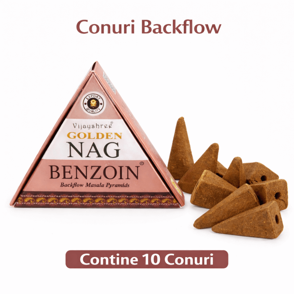 Conuri Parfumate Backflow Golden Nag Benzoin – Piramida Sacra pentru Protectie si Purificare Energetica [3]