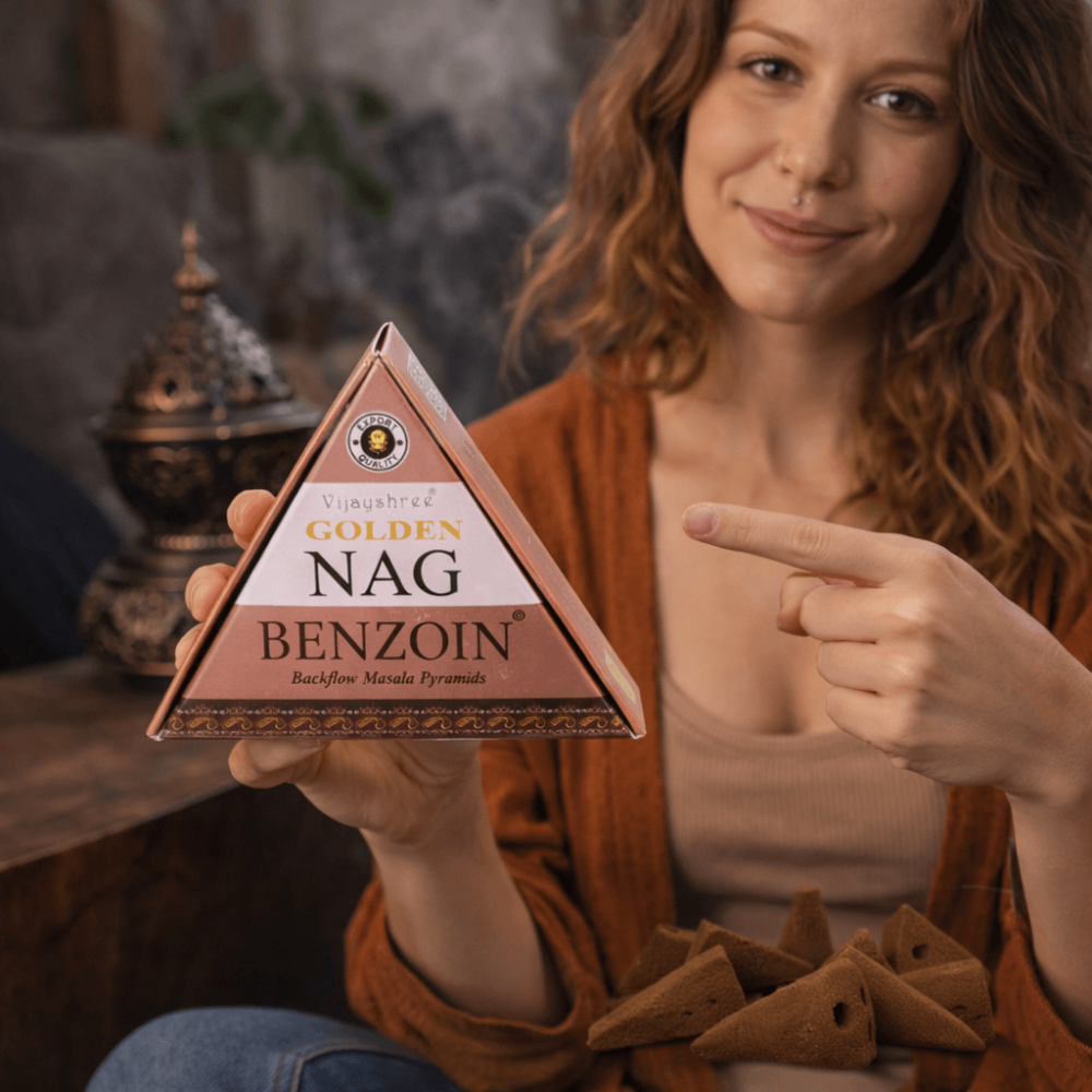 Conuri Parfumate Backflow Golden Nag Benzoin – Piramida Sacra pentru Protectie si Purificare Energetica [4]