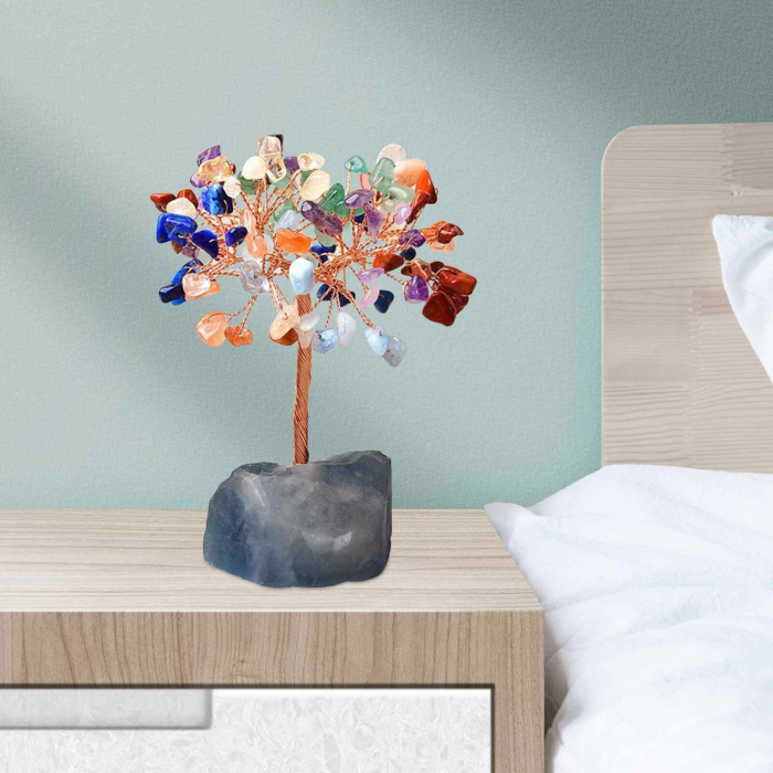 Copacel 12-13 cm din 7 pietre naturale Chakra si baza din cristal natural pentru noroc si prosperitate [6]