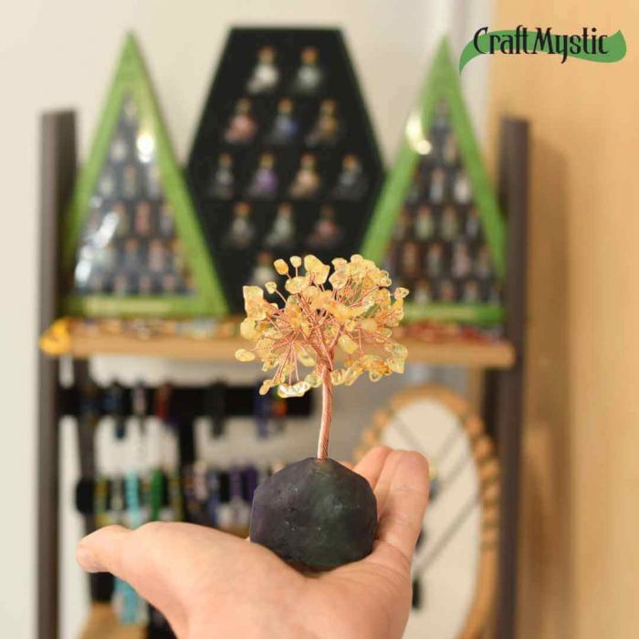 Copacel 12 cm din cristale semipretioase Citrin si baza de Fluorit - Aduce prosperitate, succes, echilibru mental [4]