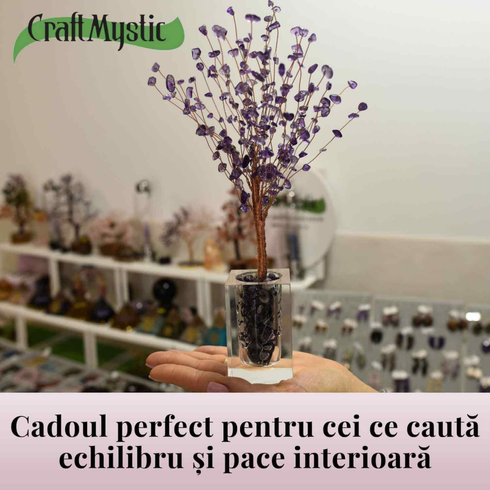 Copacel tip vaza cu pietre naturale de ametist si umplutura de pietre naturale de ametist [2]
