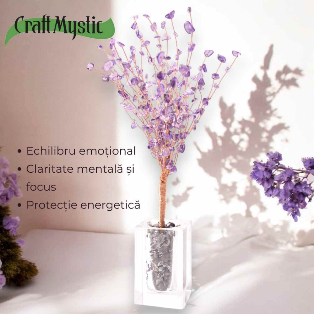 Copacel tip vaza cu pietre naturale de ametist si umplutura de pietre naturale de ametist [3]