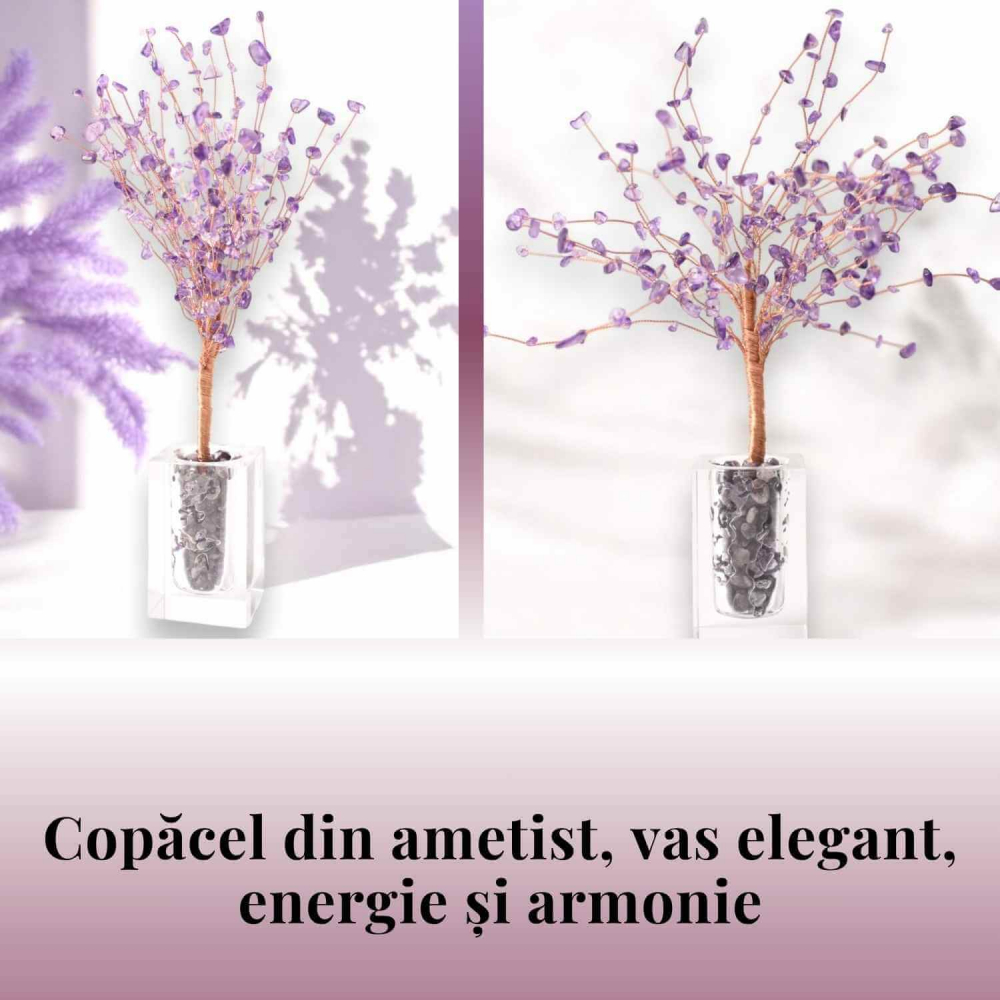 Copacel tip vaza cu pietre naturale de ametist si umplutura de pietre naturale de ametist [5]