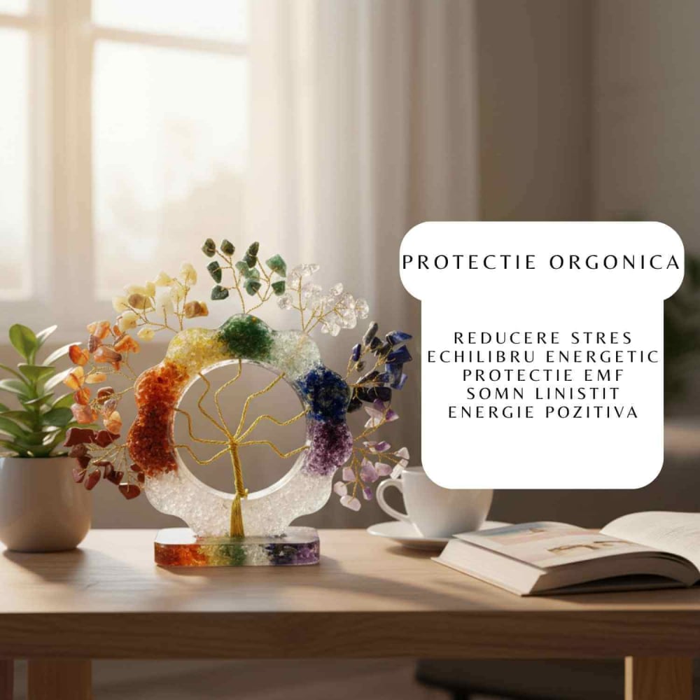 Copacel Orgonic Floare cu 7 Pietre Naturale – Echilibru Chakre 15x15 cm [2]