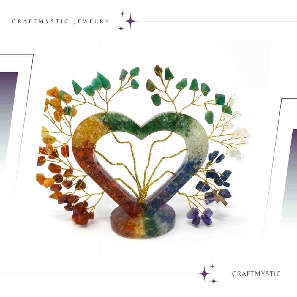 Copacel Orgon cu 7 Pietre Naturale – Forma Inima pentru Echilibrarea Chakrelor [2]