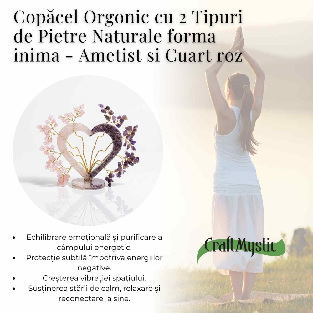 Copacel Orgon Inima Cuart Roz si Ametist 15x15 cm – Energie si Armonie [3]