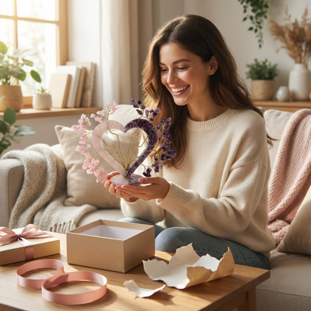 Copacel Orgon Inima Cuart Roz si Ametist 15x15 cm – Energie si Armonie [2]