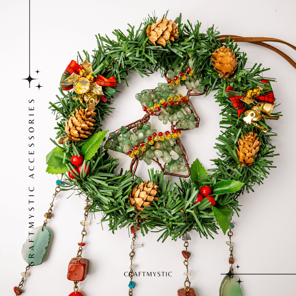 Coronita de Craciun cu Aventurin Verde, Jasp Rosu si Agat – Arborele Prosperitatii si Magiei Festive [8]